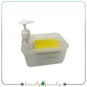BF-C1001 Tempat Sabun Cuci Piring Petak 2IN1 650ML dengan Pump Free Spons / Tempat Sabun Cair Sponge
