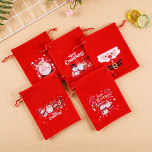 10Pcs Bag Gift Christmas Gift Drawstring Bag Christmas Bundle Pocket Candy