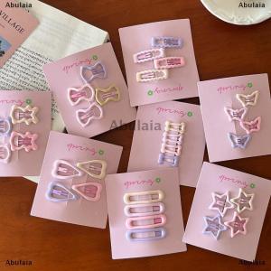 [COD] Abulaia 4Pcs set Pink Simple Heart Star Hair Clips For Girls Cute Hairpin Barrettes Fashion Accessories Gift