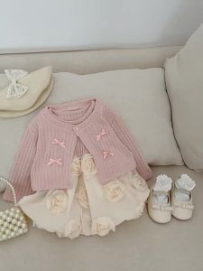Girls Autumn Dress Stylish Babys First Birthday Dress Spring and Autumn Childrens Princess Dress Cardigan Suit Dress