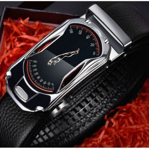 Sabuk Pria Kulit Asli Kulit Sapi Import Gesper Jaguar/Puma Otomatis Pria Fashion Trend kasual