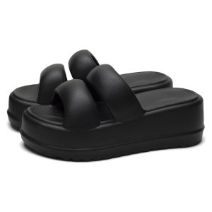Free Shipping 7CM Wedge Flip-Flops WomenS Double-Strap Thick-Soled Height-Increasing EVA Fashionable Versatile Non-Slip Beach Shoes
