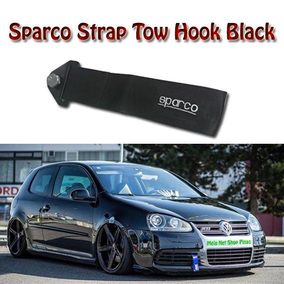 Black JDM Sparco Car Towing Ropes Styling Tow Hook Strap Strength Universal