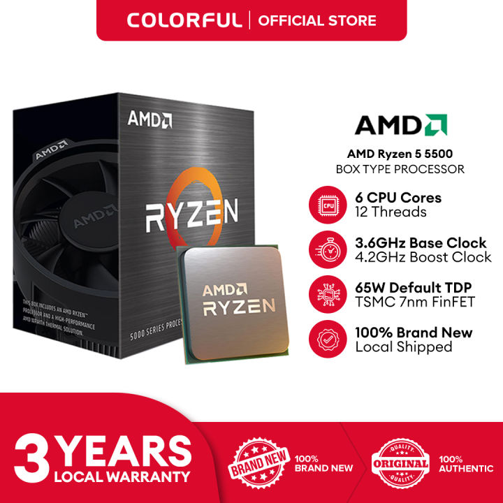 AMD Ryzen™ 5 5500 Boxed Desktop Processor with AMD Wraith Stealth ...