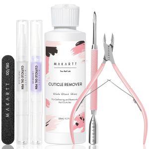 Makartt 4P Cuticle Remover Kit with Oil Trimmer & File
