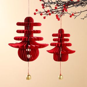 UNQCSA tanglung chinese new year 2025 灯笼新年户外2025 tanglung outdoor 红灯笼 Foldable 2025 Snake Honeycomb Decoration Chinese style Traditional New Year Red Honeycomb New Year Decorations Reusable Spring Festival Pendant Party