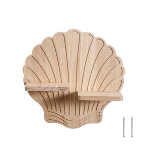 HOUCHU Multi-Functional Shells Shaped Storage Rack Retro Decoration Wall Mounted Shelves Minimalist Wooden Floating  Storage Rack Home Decor