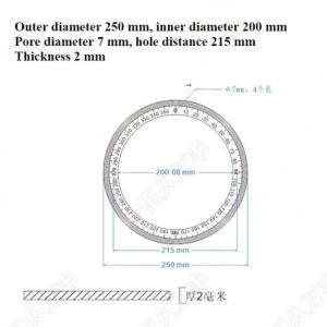Hanson8 Diameter:250mm Inner D:200mm Thickness:2mm 360 Degree Disc Mechanical Fittings Angle Measuring Ruler Positioning Hole Dial T6H1N