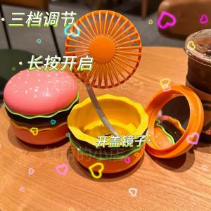 Hamburger Fan Handheld Fan Office Desktop Portable Student USB Charging Internet Celebrity Fan Foldable Handheld
