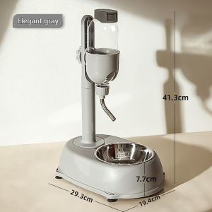 2 in 1 Pet Water Dispenser Pet Feeder Automatic hanging water dispenser vertical pole drinking water dispenser Stainless steel feeder suspension adjustable height