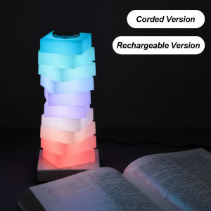 Aesthetic Room Decor Table Lamp Touch Switch RGB Ambient Light Stepless Dimming Warm White LED Bedside Desk Lighting Rechargeable Or USB C Plug In 3W