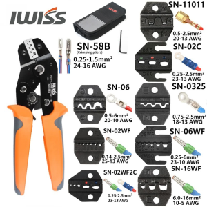 ชุดคีมย้ำหางปลา IWISS SN-58B +8Jaw +กระเป๋าเครื่องมือช่างพกพาผ้าแคนวาสของแท้