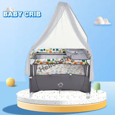 MInibala Multifunction Nursery Cribs Folda With Mosquito Net And 2 Layers Portable bassinet crib Folding Crib For Baby