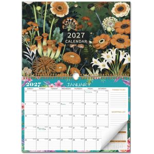 PYA94 Spacious 2027 English Wall Calendar Thick Paper Monthly Layout Monthly Planner Calendar Wall Decor Large Size Hanging Calendar Home