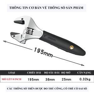 Mỏ lết lắc tự động mỏ lết vặn ống tròn độ mở 25mm-30mm-48.5mm tay cầm cao su TPR- Sỉ Dụng cụ Tốt