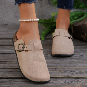 [Free Shipping] Retro Spring Outdoor Fishing Thick-Soled Non-Slip Closed-Toe Half Slippers For Women With Soft Soles Lazy Shoes