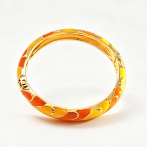 VEROM Dropped Glaze Enamel Bangle Bracelet Irregular Shape Colorful Enamel Flower Enamel Bangle Open Bangles Cloisonné Pattern Cloisonne Bracelet Woman