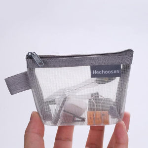 JS SHOP 1pcs Mesh Coin Purse Nylon Transparent 3D Triangle Key Bag Card Holder Storage Bag