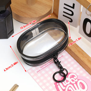 กระเป๋าเก็บของพีวีซีทรงกลมโปร่งแสงพร้อมพวงกุญแจกันฝุ่นกระเป๋าเก็บของสำหรับชาร์จสายดาต้าของเล่นตุ๊กตา