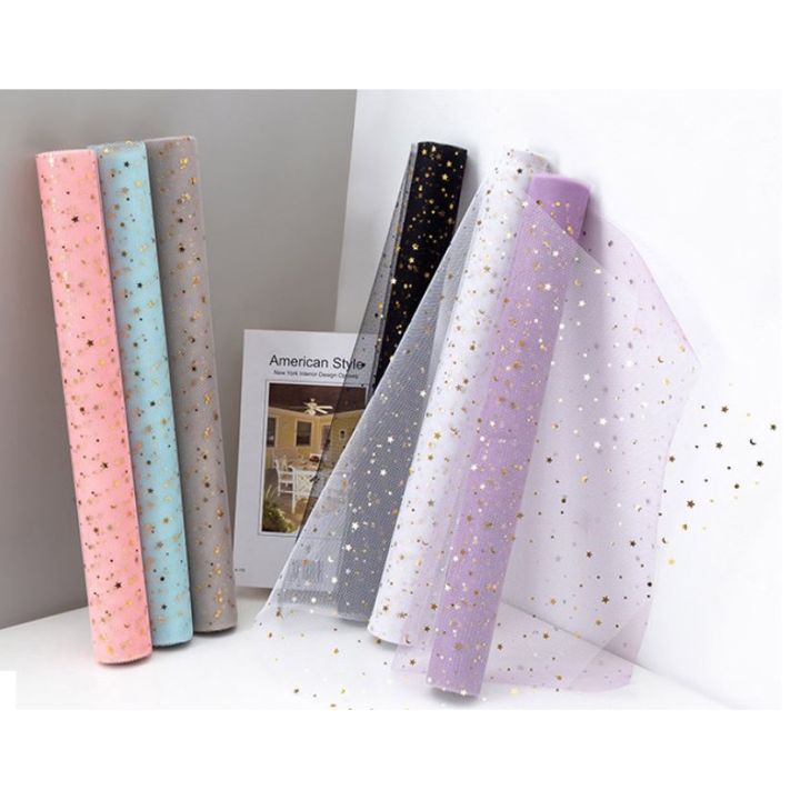 MS2 STAR Kertas Buket Jaring Roll Motif Bintang Bulan/Flower Wrapping ...