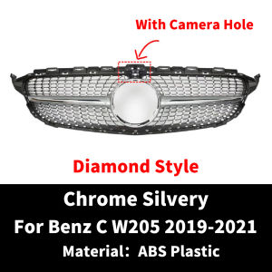 Diamond Style Front Bumper Grille Inlet Grill For Mercedes W205 C205 S205 C43 Benz C C300 C250 C200 C260 C180 Tuning 2014-2021