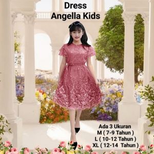 Dress Kondangan Anak Perempuan Dress Angella Kids 7-14 Tahun Gaun Abg Cewek Dress Natal