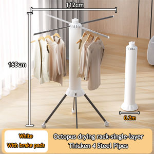 Thicken Drying Rack For Clothes With 4 Wheels Foldable Clothes Drying Rack Heavy-Duty Portable Racks With 4/16 Drying Rods Movable Adjustable Hanger Rack Organizer Space-Saving For Indoor Outdoor Balcony Camping