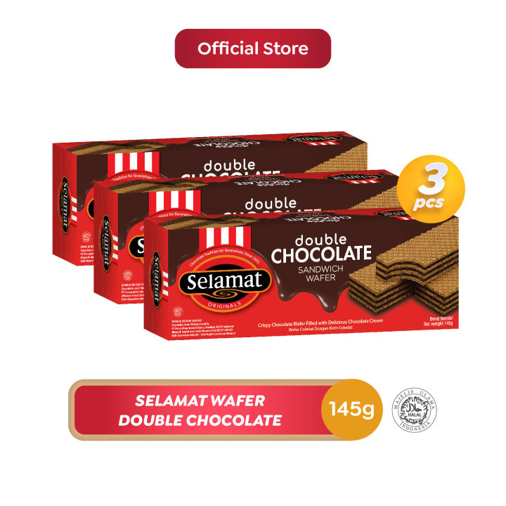 [Paket Isi 3] Selamat Wafer Double Chocolate 145 g