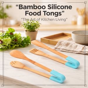 MIRELINA Đầu nối silicon Kẹp gắp thức ăn Nhiều lựa chọn màu sắc. Tre. Kẹp bánh mì Đầu thìa dĩa Kẹp gắp salad Chuẩn bị món salad.