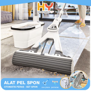 HOMYNEST Pel Lantai Otomatis Tarik Peras Ultra Mop Karet Spongy Tebal Berkualitas - Putih