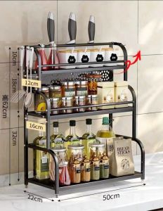 SHT ชั้นวางเครื่องปรุง ชั้นวางของในครัว สแตนเลสสีดำ ช้ันวางสแตนเลส พร้อมส่ง