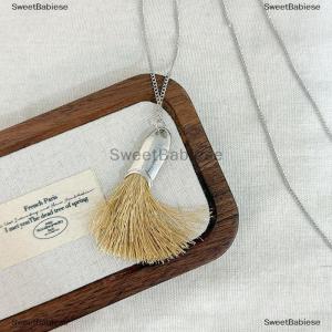 [COD] SweetBabiese Unique Design 3 Colors Brush Tassel Pendant Necklaces For Women Casual Fashion Long Chain Neck Jewelry Gift