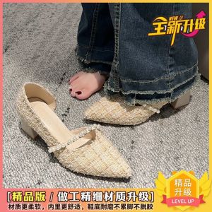 [Free Shipping] WomenS Single Shoes New Spring Collection Versatile And Elegant With A Moderate Heel Pointed Toe And High Heel Design