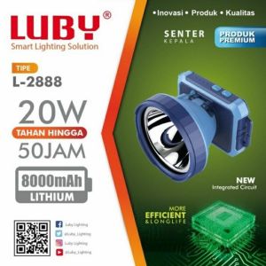 Terbaru Luby 20 watt L-2888 senter kepala led cas tahan 50 jam 8000 mAh bisa jarak jauh super Terang