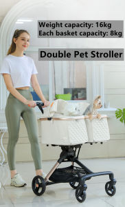 "Local stock" Double Pet Stroller Twin car for outings Pet Pram Foldable seat double decker pet car cat small dog Stroller Pet Carrier
