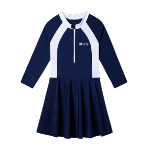 LJMOFA Kids Long Sleeve Swimsuit for Girl 7-15 Yrs Quick Dring Sun Protection One-Piece Swimwear for Kids