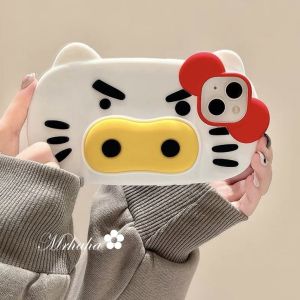 MrHaHa 3D Cute Soft Silicone Casing For iphone 15 promax 15pro 14 13 12 11 X XR Cartoon Cute 3D Hello Kitty Melody Phone Case TPU Soft Protective Cover Stand Up
