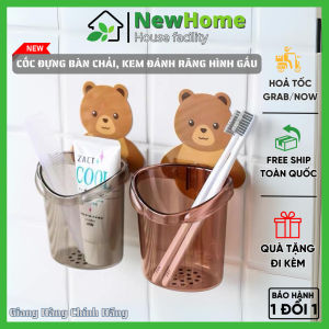 Cốc Đựng Bàn Chải Kem Đánh Răng Hình Gấu Dễ Thương Gắn Tường Cao Cấp