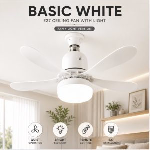 OSMOS E27 RGB Ceiling Fan Light with Bluetooth Speaker & Remote | 40W LED Screw-In Fan Lamp | Smart & Basic Models
