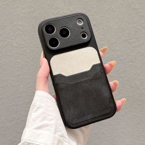 Luxury Card Slot Pocket Holder Wallet Jeans Cowboy Fabric Phone Case for iPhone 17 16 15 14 13 Pro Max Bumper Armor Cover Funda