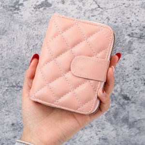 ins New Quilted European and American Fashion Womens Small Wallet Short Style Student Korean Version Coin Purse Womens Card Holder Leather Wallet [ Free Shipping ]