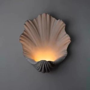 FFBH Retro Shell Wall Lamp Led Art Minimalist Small Wall Light Aesthetic Elegant Night Lamp Indoor Bedroom Decoration Mood Light T4N8K