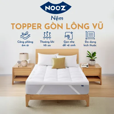 Nệm Topper NOOZ Gòn Lông Vũ Microfiber Cao Cấp Dày 5cm Êm Mềm Nâng Đỡ Thoáng Khí NOOZ Home Goods