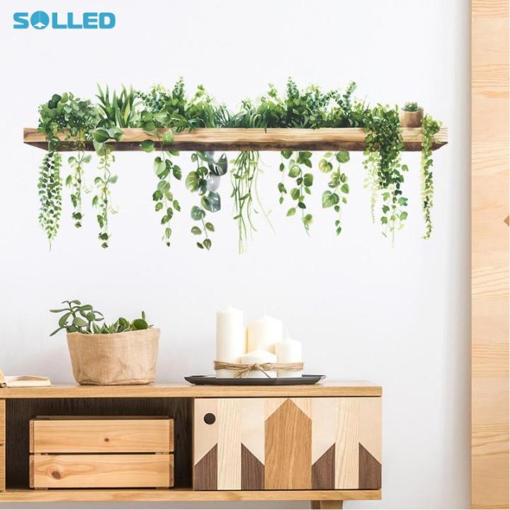 Green Plants Leaves Wall Stickers Removable Tropical Leaf Wall Decals