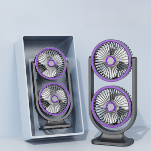 พัดลมตั้งโต๊ะสองหัว พัดลม USB ปรับได้ พัดลมหมุนเวียนลมแรงสำหรับใช้ในครัวเรือน