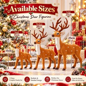 25cm Christmas Deer Reindeer Santa Craft Elk Xmas Decoration Gift Flocked Home Tabletop Garden Christmas Tree Decor