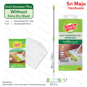 MAJU 3M Scotch Brite Easy Sweeper Plus Wiper Mop Set Magic Dry Wet Floor Clean Cleaning Penyapu Mop Lantai Baldi Lantai