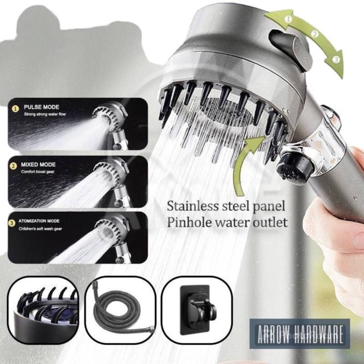 3-speed SPA Shower Head High Pressure With Hose One-key Water Stop ...