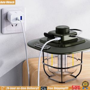 LED Camping Lamp with Adjustable Brightness Retro Design and Hook for Hiking and Outdoor Night Use