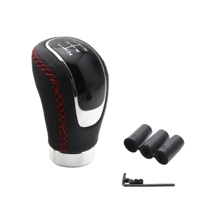 METCAR Universal High Quality 5/6 Speed Black Stitching Leather Car Gear Shift Knob Stick Shifter Safe